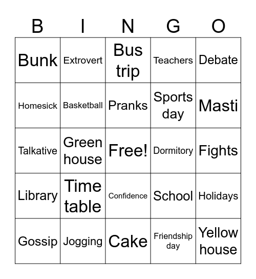 AH Reunion Bingo Card