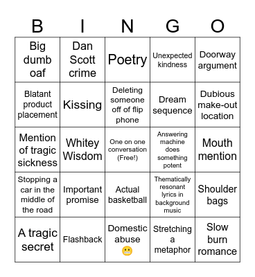 One Tree Hill Bingo Card