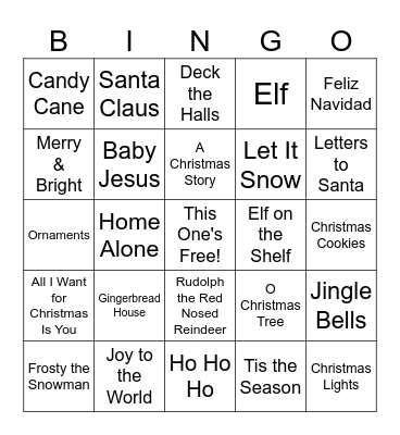 MomCo Holiday Bingo Card