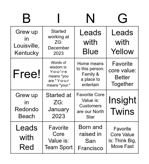 Zallwall Bingo Card