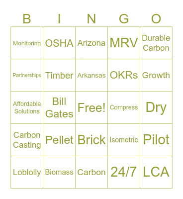 Holiday Party Bingo Card