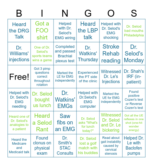 PM&R Fort Worth BINGO Card