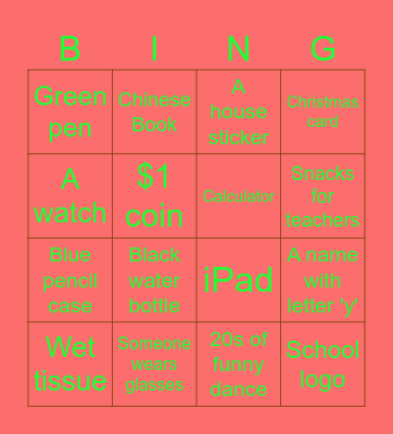 S1-1 Bingo Card