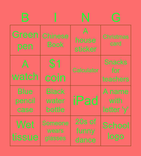 S1-1 Bingo Card