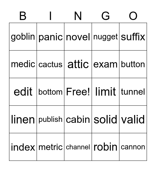 Wilson 3.1 Bingo Card