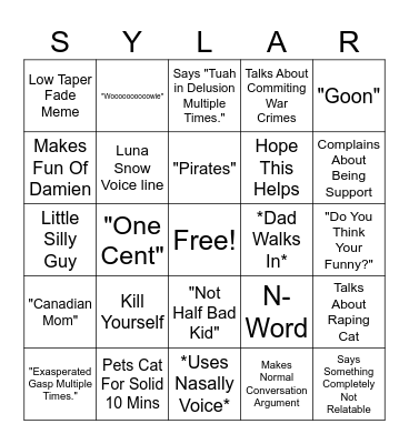 Sylar Bingo Card