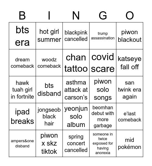 2025 bingo Card