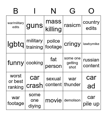 yt shorts bingo Card