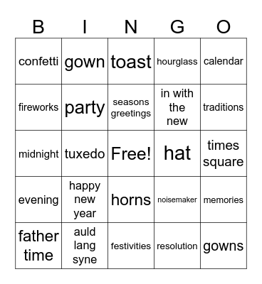 New Year Bingo Card