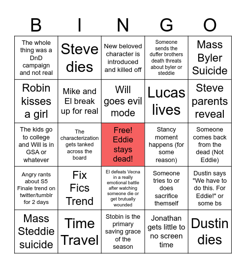 ST5 Predictions (Real) Bingo Card