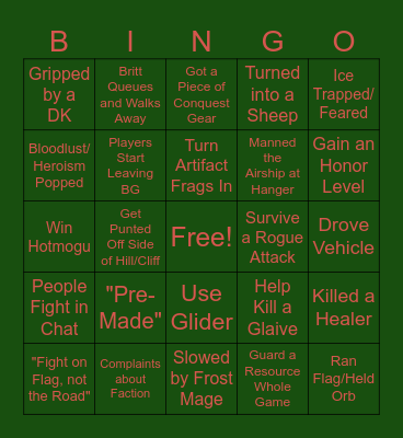 Witches of the Waste PvP Bingo Card