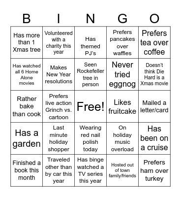 Winter Bingo Card