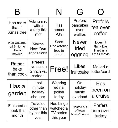 Winter Bingo Card