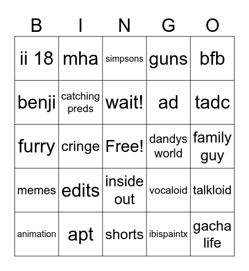 my yt feed Bingo Card