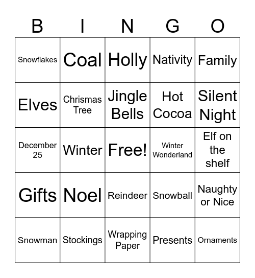 Christmas Bingo Card