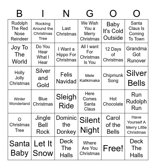 Bing Ho Ho Ho Bingo Card