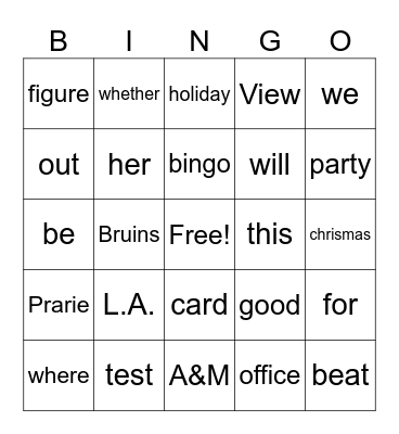 Alli's test Bingo Card