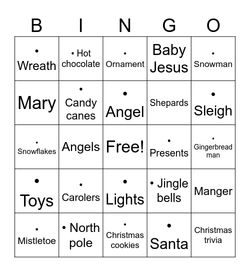 Christmas Bingo Card