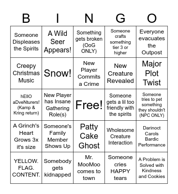 Alterra December Bingo 2024 Bingo Card