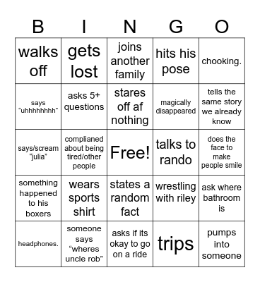 uncle rob bingo Card
