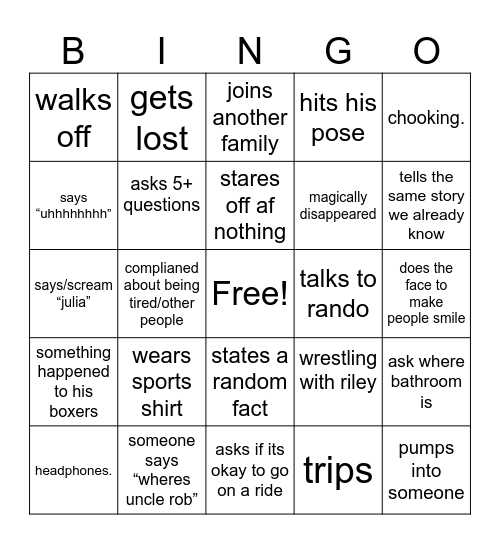 uncle rob bingo Card