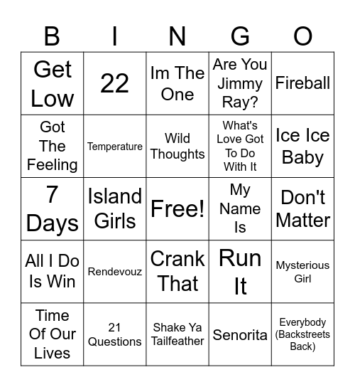 Exchange Music Bingo Card