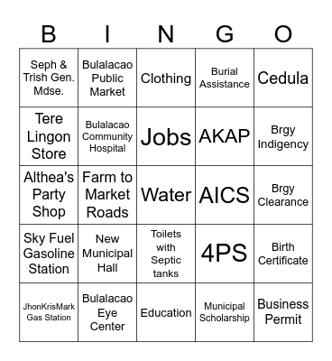 LGU Bulalacao Bingo Card