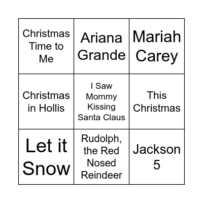 Christmas Songs Bingo Card