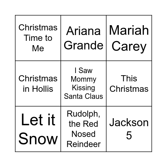 Christmas Songs Bingo Card