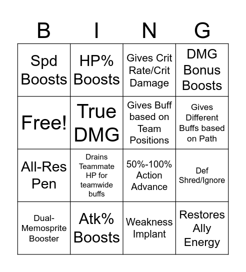 Tribbie Bingo Card