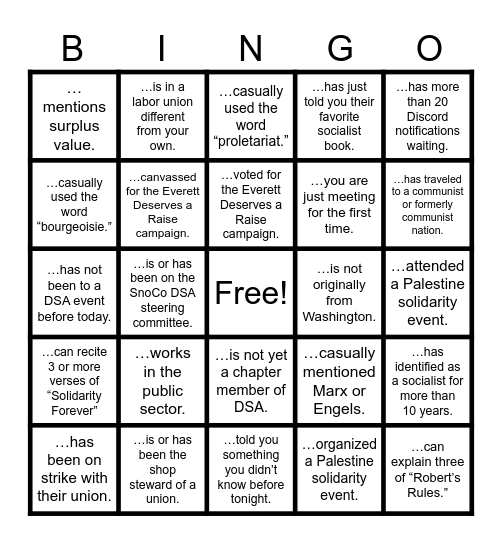 You can only get someone's signature ONCE! Bingo Card