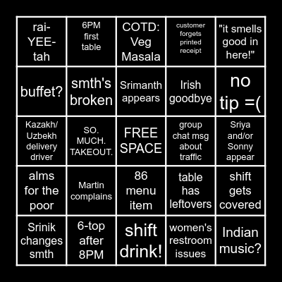 Swagat Bingo Card