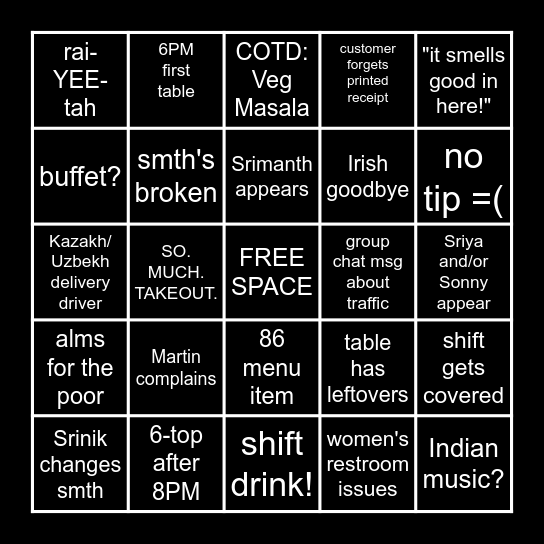 Swagat Bingo Card