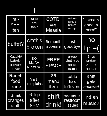Swagat Bingo Card