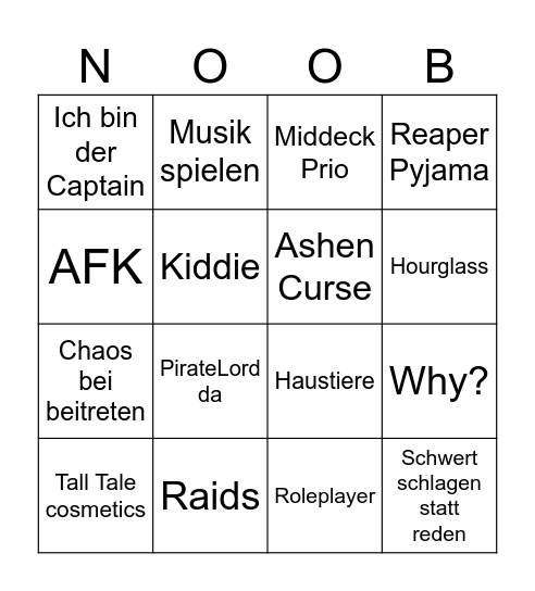 Open Crew BINGO Card