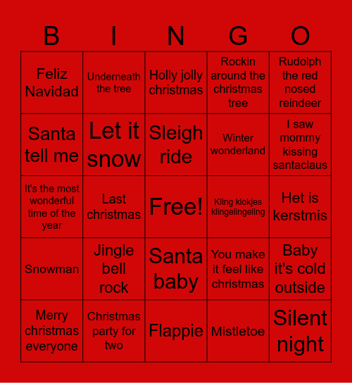 Kerstviering Greiner 2024 Bingo Card