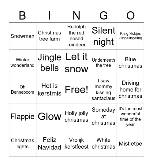 Kerstviering Greiner 2024 Bingo Card