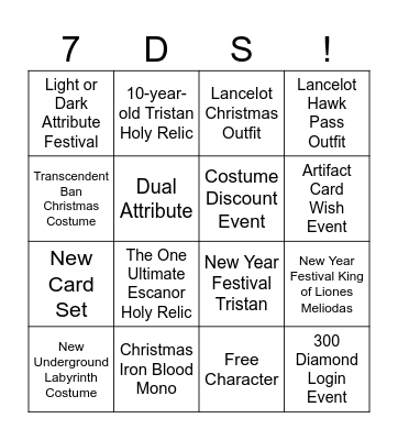 Christmas + New Year Festival Update Bingo Card