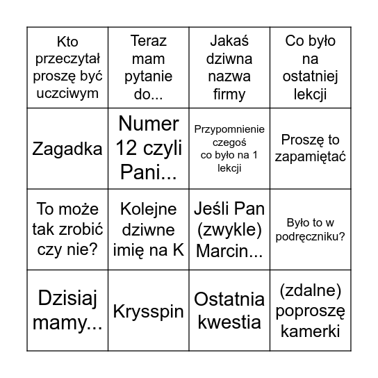 Prawo autorskie Bingo Card