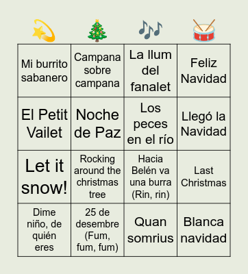 Bingo musical navideño Bingo Card