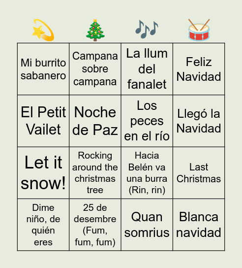 Bingo musical navideño Bingo Card