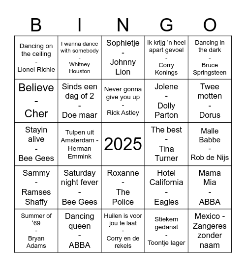 Oud & Nieuw Bingo Card