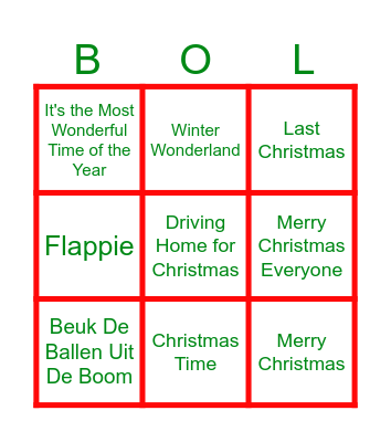 Christmas Jingle Bingo Card