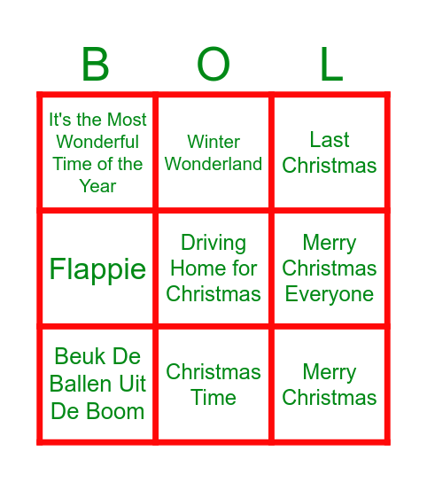 Christmas Jingle Bingo Card