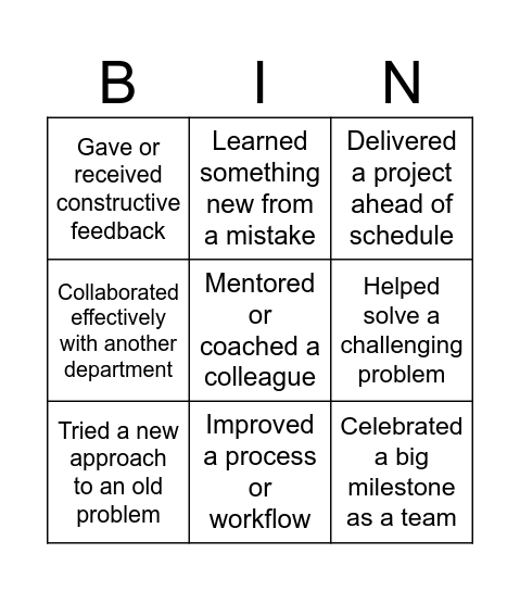 Celebrate the Wins! Bingo Card