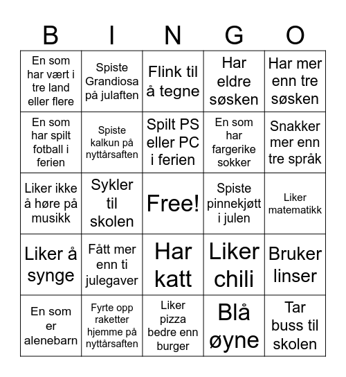 Bli-kjent bingo Card