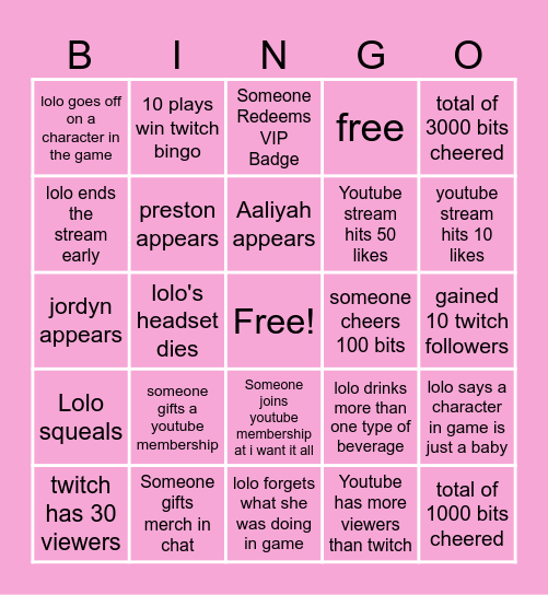 Beanbag and Bingo Card