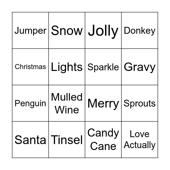 IA Festive Bingo Card