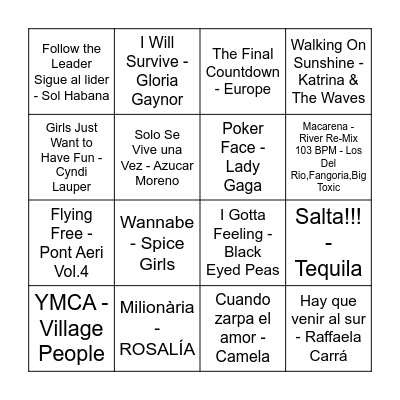 Bingo Musical Bingo Card