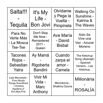 Bingo Musical Bingo Card